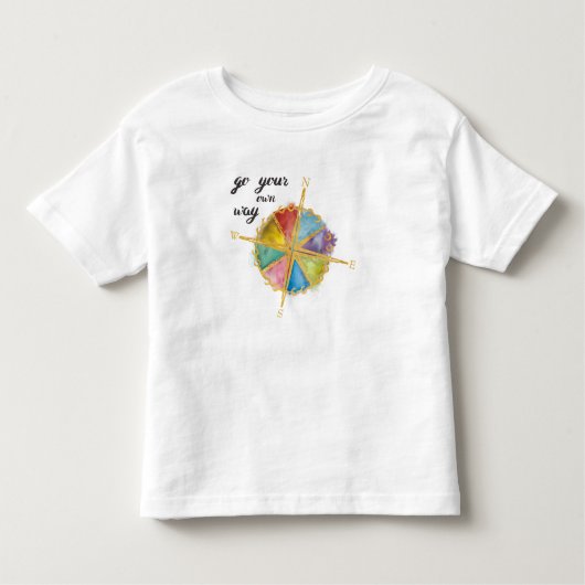 Ga uw eigen wegcitaat met gekleurde kompas kinder shirts (Voorkant)