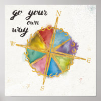 Ga uw eigen wegcitaat met gekleurde kompas