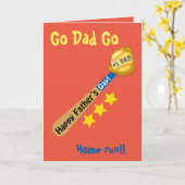 Ga vader weg Happy Vaderdag Baseball homerun Kaart (Gele Bloem)