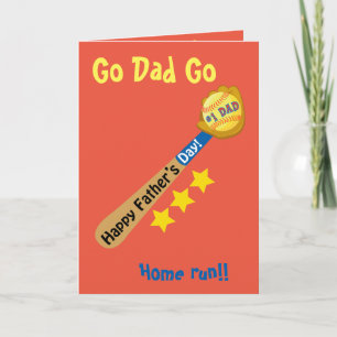 Ga vader weg Happy Vaderdag Baseball homerun Kaart