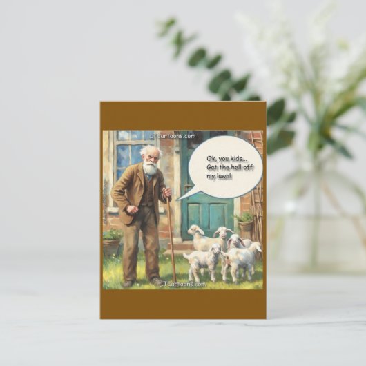 Ga Van Mijn Gazon – Geiteneditie Briefkaart (Staand voorkant)