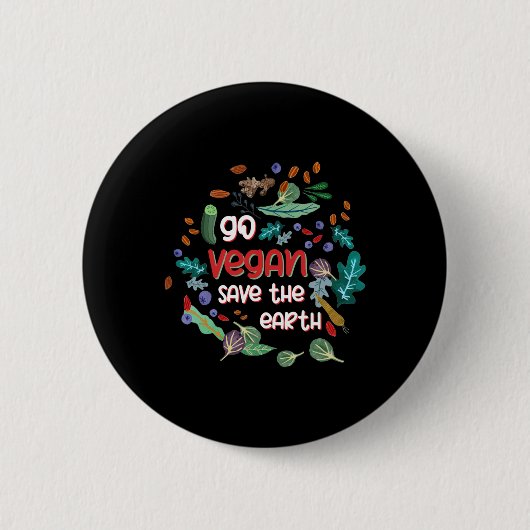 Ga Vegan de aarde redden Ronde Button 5,7 Cm (Voorkant)