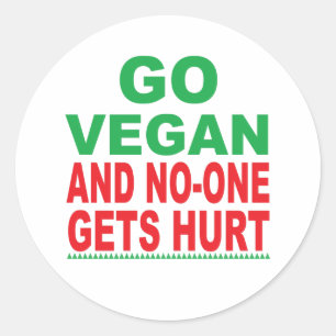 Ga Vegan en no-one krijgen Hurt, Vegan Ronde Sticker