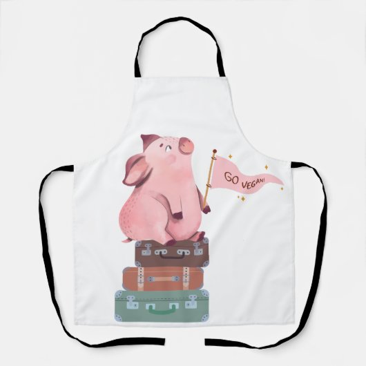 Ga Vegan met Cute Pink Pig Schort (Voorkant)