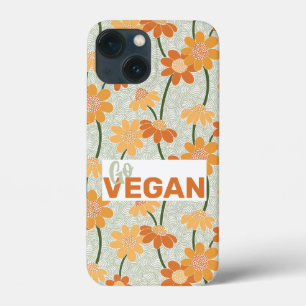 Ga vegan!  retro muted 1970s bloemen Case-Mate iPhone case