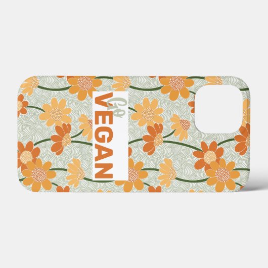 Ga vegan!  retro muted 1970s bloemen Case-Mate iPhone case (Achterkant (horizontaal))