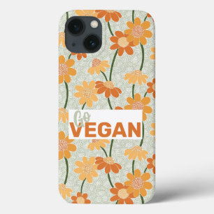 Ga vegan!  retro muted 1970s bloemen Case-Mate iPhone case