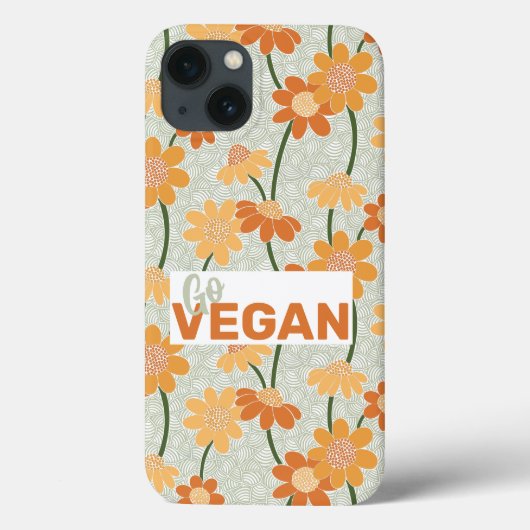 Ga vegan! retro muted 1970s bloemen Case-Mate iPhone case (Achterkant)