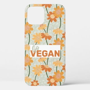 Ga vegan!  retro muted 1970s bloemen Case-Mate iPhone case