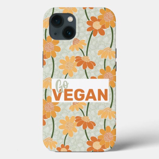 Ga vegan!  retro muted 1970s bloemen Case-Mate iPhone case (Achterkant)