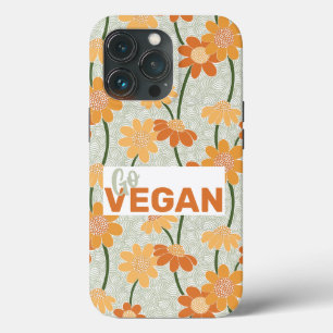 Ga vegan!  retro muted 1970s bloemen Case-Mate iPhone case