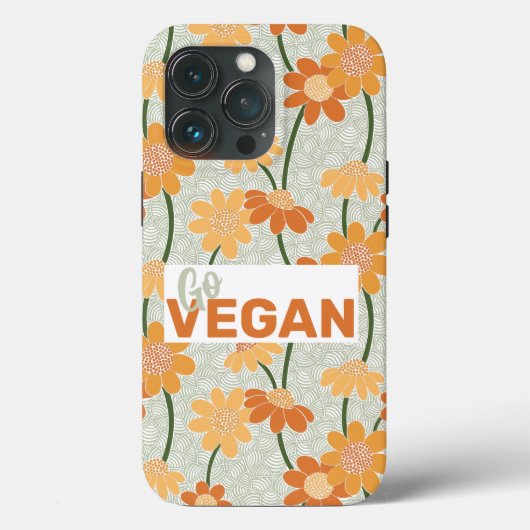 Ga vegan!  retro muted 1970s bloemen Case-Mate iPhone case (Achterkant)
