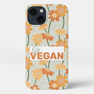 Ga vegan!  retro muted 1970s bloemen iPhone 13 hoesje