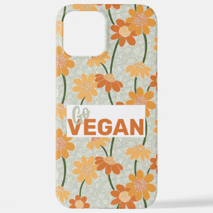 Ga vegan!  retro muted 1970s bloemen iPhone 12 pro max hoesje