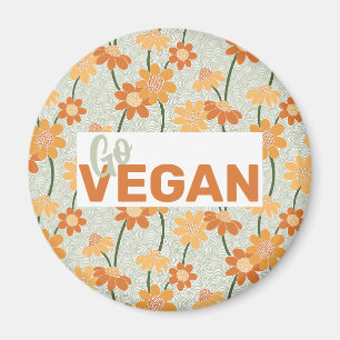Ga Vegan! retro muted 1970s bloemen Magneet