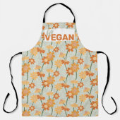 Ga vegan! retro muted 1970s bloemen schort (Voorkant)