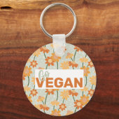 Ga Vegan! retro muted 1970s bloemen Sleutelhanger (Voorkant)
