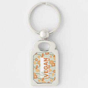Ga Vegan! retro muted 1970s bloemen Sleutelhanger