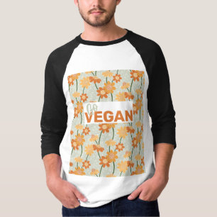 Ga Vegan!  retro muted 1970s bloemen T-shirt