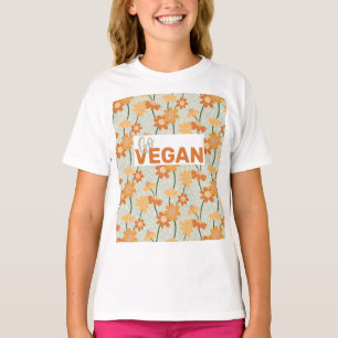 Ga Vegan! retro muted 1970s bloemen T-shirt