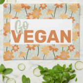 Ga vegan!  retro muted 1970s bloemen theedoek (Gevouwen)