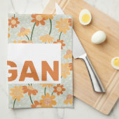 Ga vegan!  retro muted 1970s bloemen theedoek (Quarter Fold)