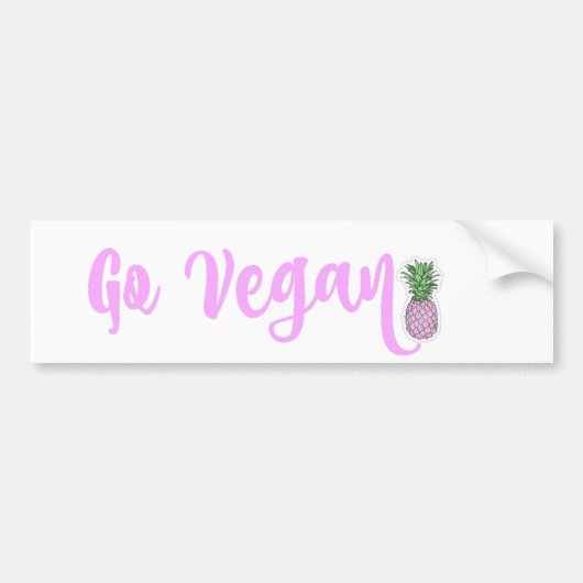 GA VEGAN roze anananasslebumper sticker (Voorkant)