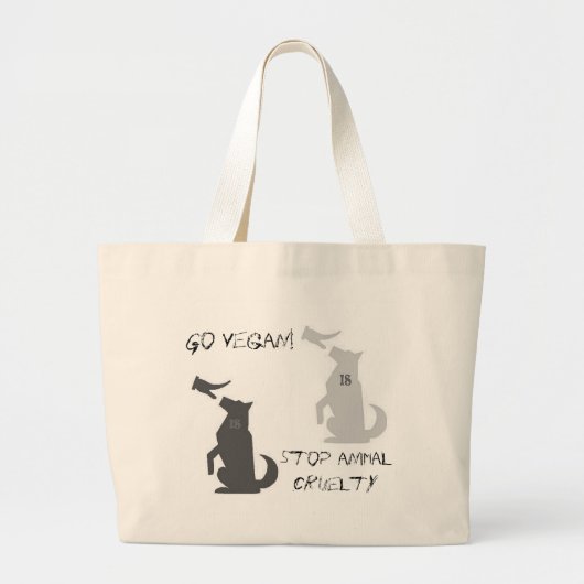 Ga Vegan...stop dierenmishandeling! Grote Tote Bag (Voorkant)