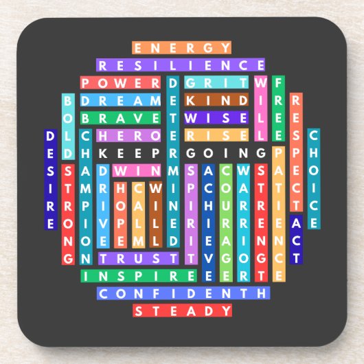 Ga verder met Motivatie Word Search Quest Circle Bier Onderzetter (Voorkant)