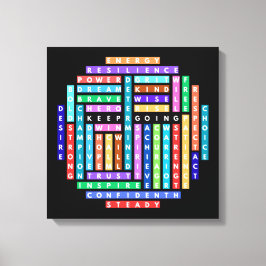 Ga verder met Motivatie Word Search Quest Circle Canvas Afdruk