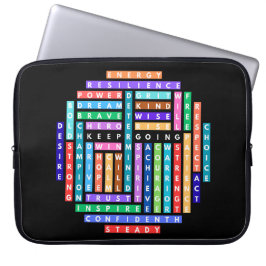 Ga verder met Motivatie Word Search Quest Circle Laptop Sleeve
