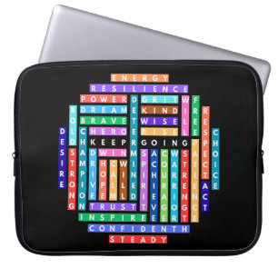 Ga verder met Motivatie Word Search Quest Circle Laptop Sleeve