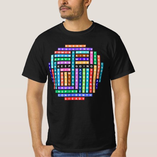 Ga verder met Motivatie Word Search Quest Circle T-shirt (Voorkant)
