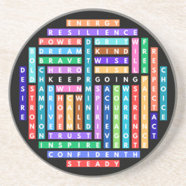 Ga verder met Motivatie Word Search Quest Circle Zandsteen Onderzetter