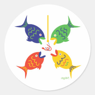 Ga vissen! ronde sticker