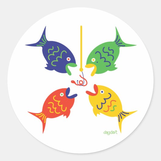 Ga vissen! ronde sticker (Voorkant)