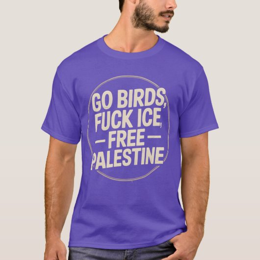ga vogels van ICE vrij Palestina T-shirt (Voorkant)