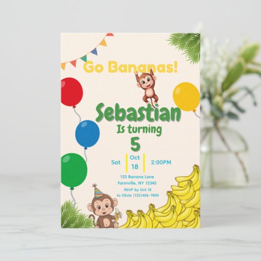 Ga voor Bananen- Een Bosje Pret Kaart (Staand voorkant)