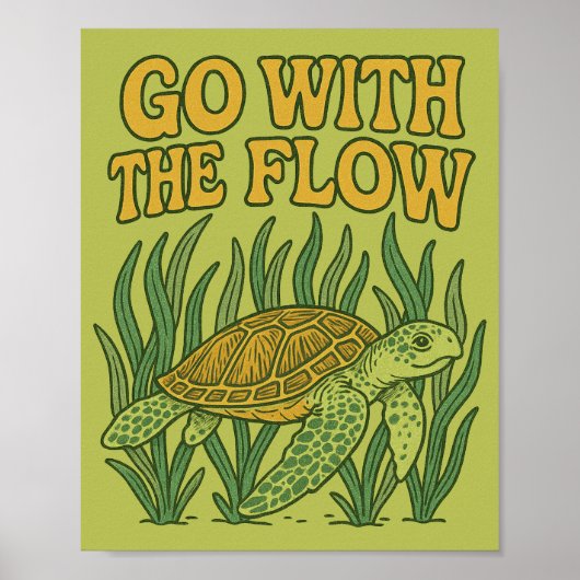 Ga voor de Flow Zee Turtle Poster (Voorkant)