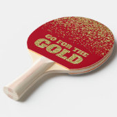 Ga voor de Gold Glitter Red Tafeltennisbatje (Voorkant Gekanteld)