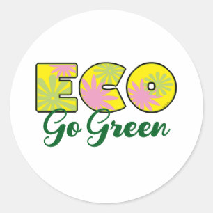 Ga voor groene retro-ecodesign ronde sticker