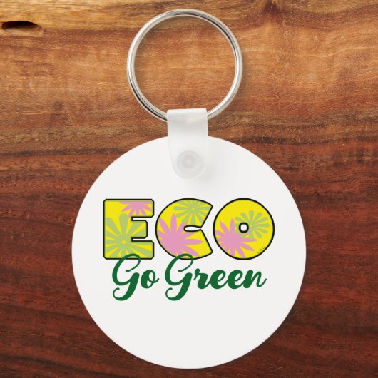 Ga voor groene retro-ecodesign sleutelhanger (Voorkant)