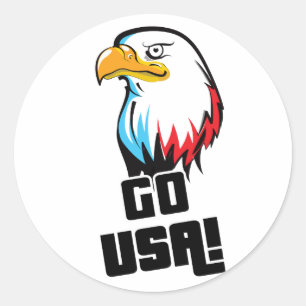 Ga voor USA! Amerikaanse Adelaar Ronde Sticker