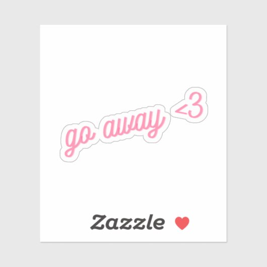 Ga Weg <3 | Roze Grappige Introvert Cursive Hart Sticker (Vel)