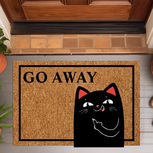 Ga weg bij de middelste vingerenkat Funny Doormat Deurmat