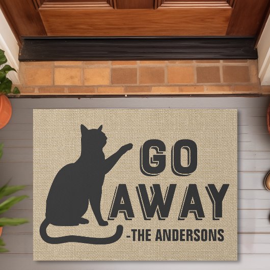 Ga weg Cat Funny Family Name Monogramed Custom Deurmat