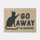 Ga weg Cat Funny Family Name Monogramed Custom Deurmat (Voorkant)