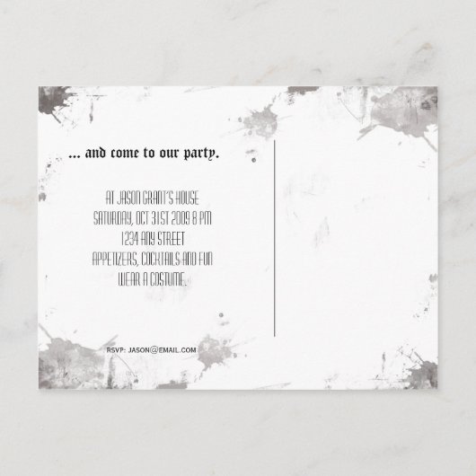 Ga weg. EVP Briefkaart Halloween Uitnodigen (Achterkant)