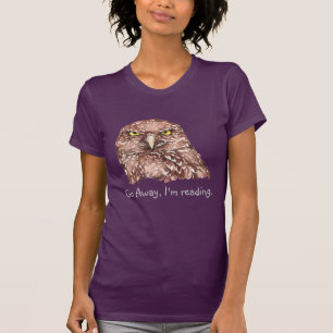 Ga weg, ik ben aan het lezen! Grumpy Owl Humor Quo T-shirt