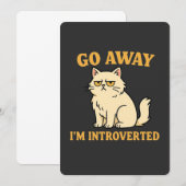 Ga Weg, Ik Ben Introvert – Grappig Kat T-shirt Kaart (Voorkant / Achterkant)